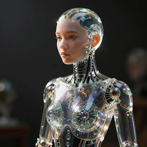 Cinematic Glass Android Woman Portrait