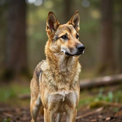 Alert Pointy-Eared Dog in Forest