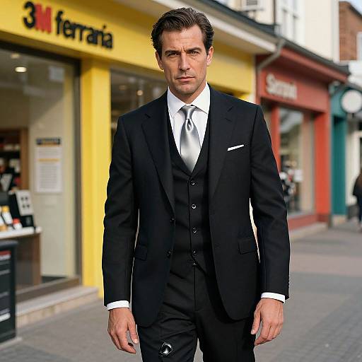 Confident Man in Classic Black Suit
