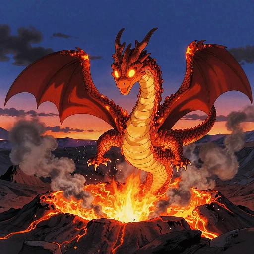 Emberwyrm Over Volcanic Crater