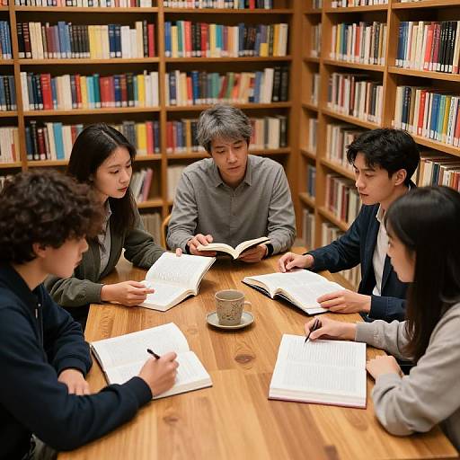 Scholarly Discussion in Cozy Library