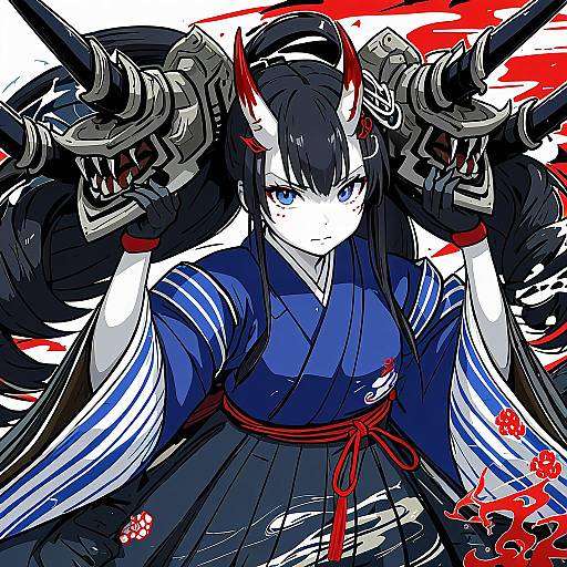 Illustration of Ancient destroyer oni, kantai collection in the style of Senju (snz0)