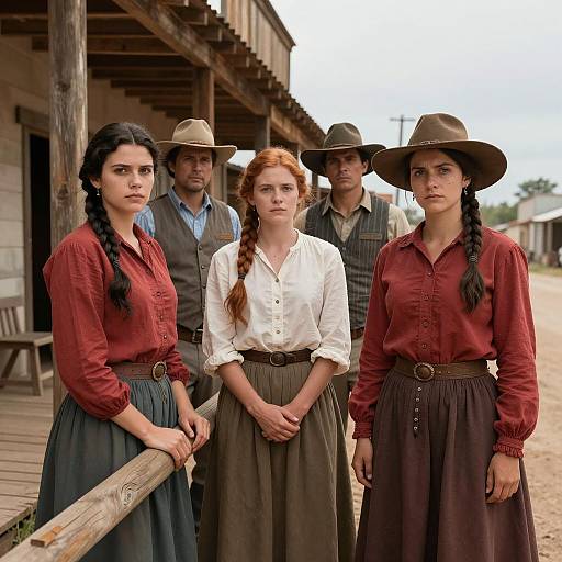 Group of People in Western Town Attire