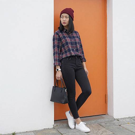 Asian Woman in Casual Street Style