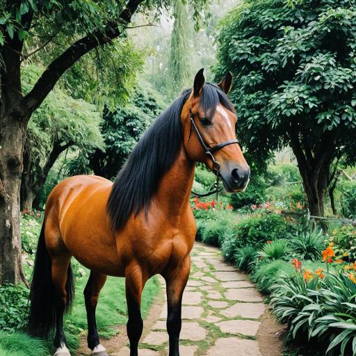 Buckskin Karabakh Horse in Botanical Garden Buckskin Karabakh Horse in Botanical Garden