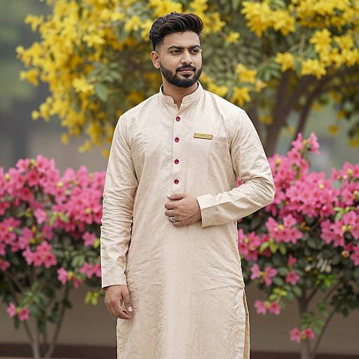 Elegant Indian Man in Vibrant Outdoor Setting