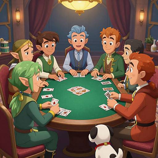 Cartoon Characters Playing Poker Scene