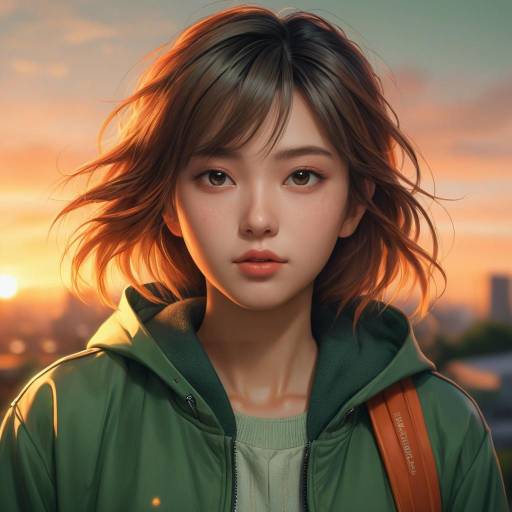 Vibrant Anime Portrait of a Young Woman