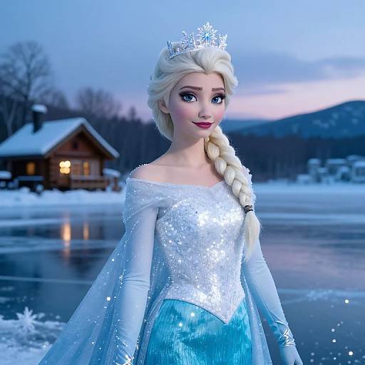 Elsa as Winter Princess on Frozen Lake