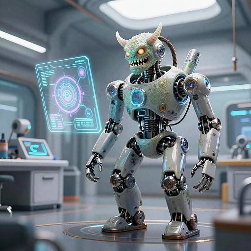 Futuristic AI Monster Assembly Lab