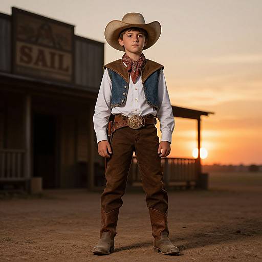 Boy Cowboy at Sunset Saloon