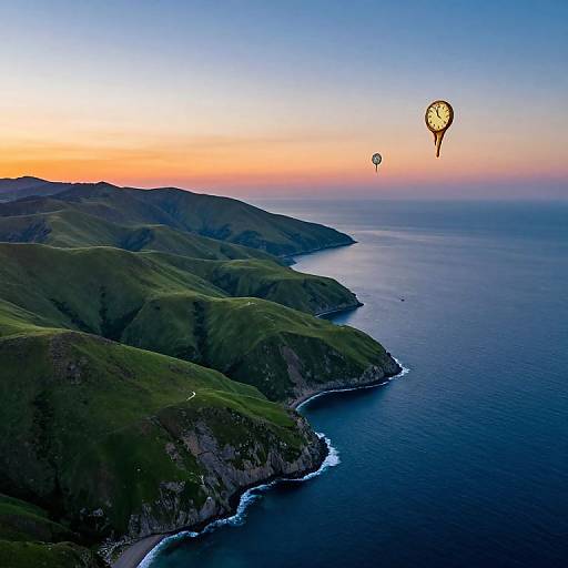Surreal Mountains Merging with Waves
