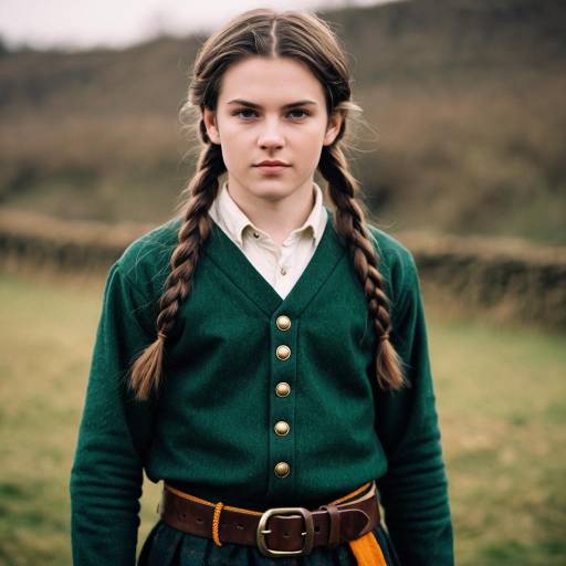 Young Boy in Traditional Irish Costume with Twin Braids