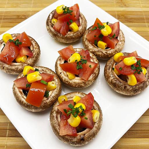 Close-Up of Colorful Stuffed Mushrooms