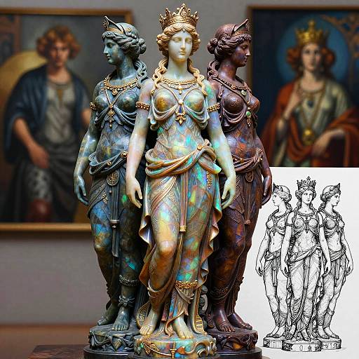 Opal Statues of Greek Goddess Athena