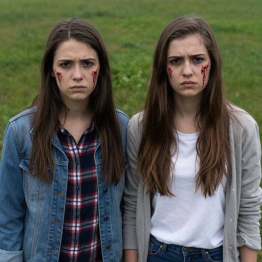 Two Young Women Bloodied on Field