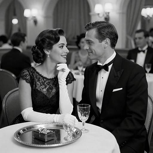 Glamorous Vintage Couple in Restaurant