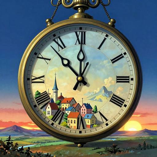 Surreal Anime Clockwork Village