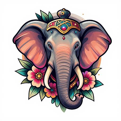 Retrofuturistic Elephant Warrior Illustration