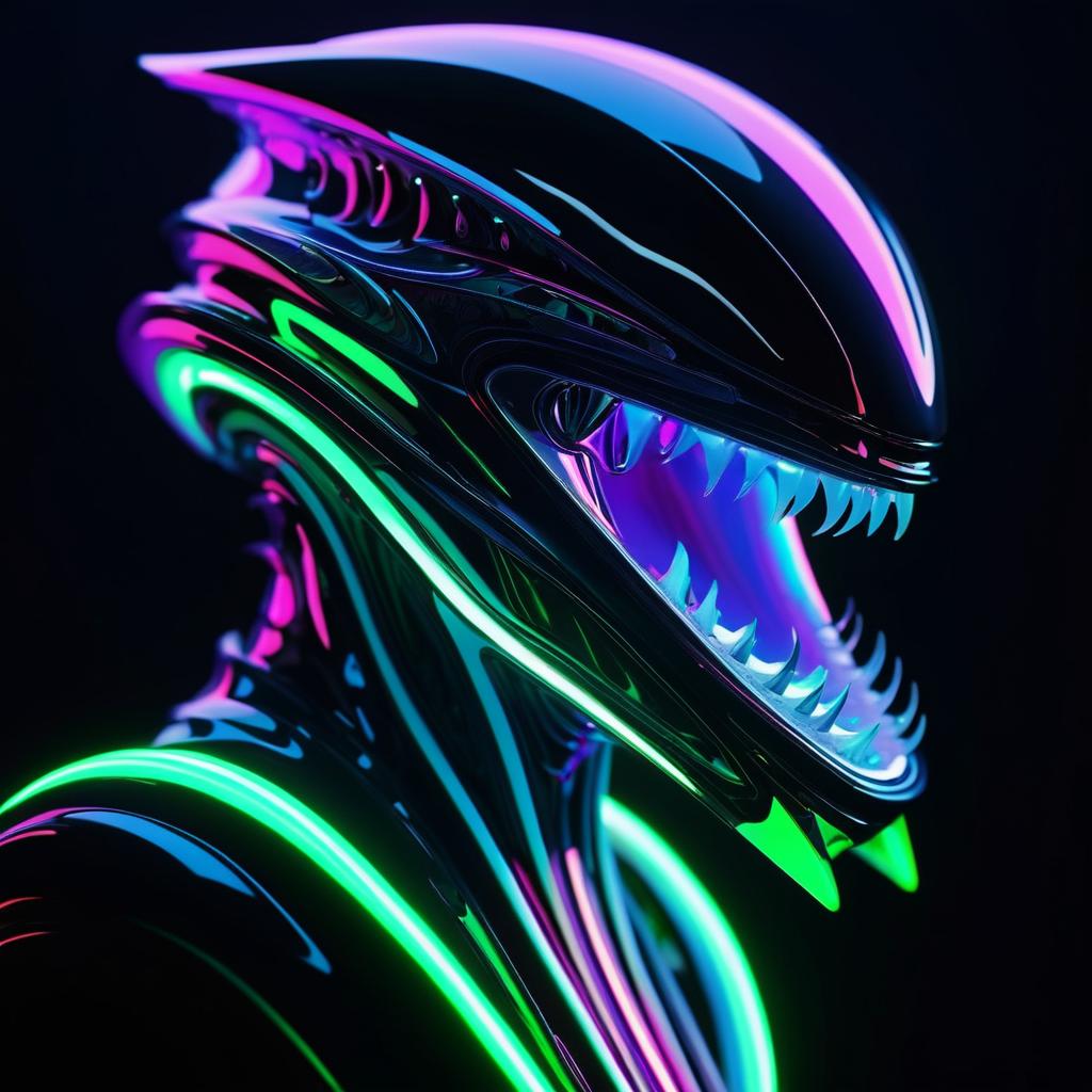 Futuristic Alien Portrait with Neon Glow