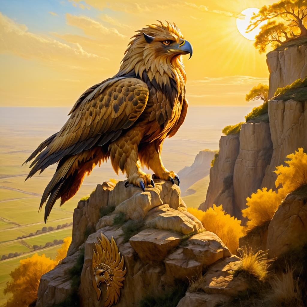 Noble Griffon Perched on Cliff