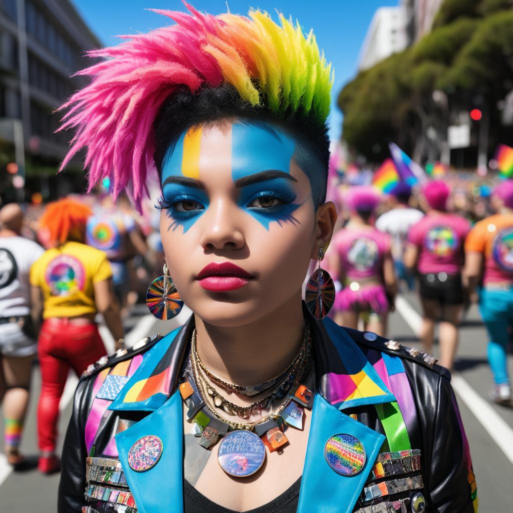 Vibrant Punk Portrait at Pride Parade