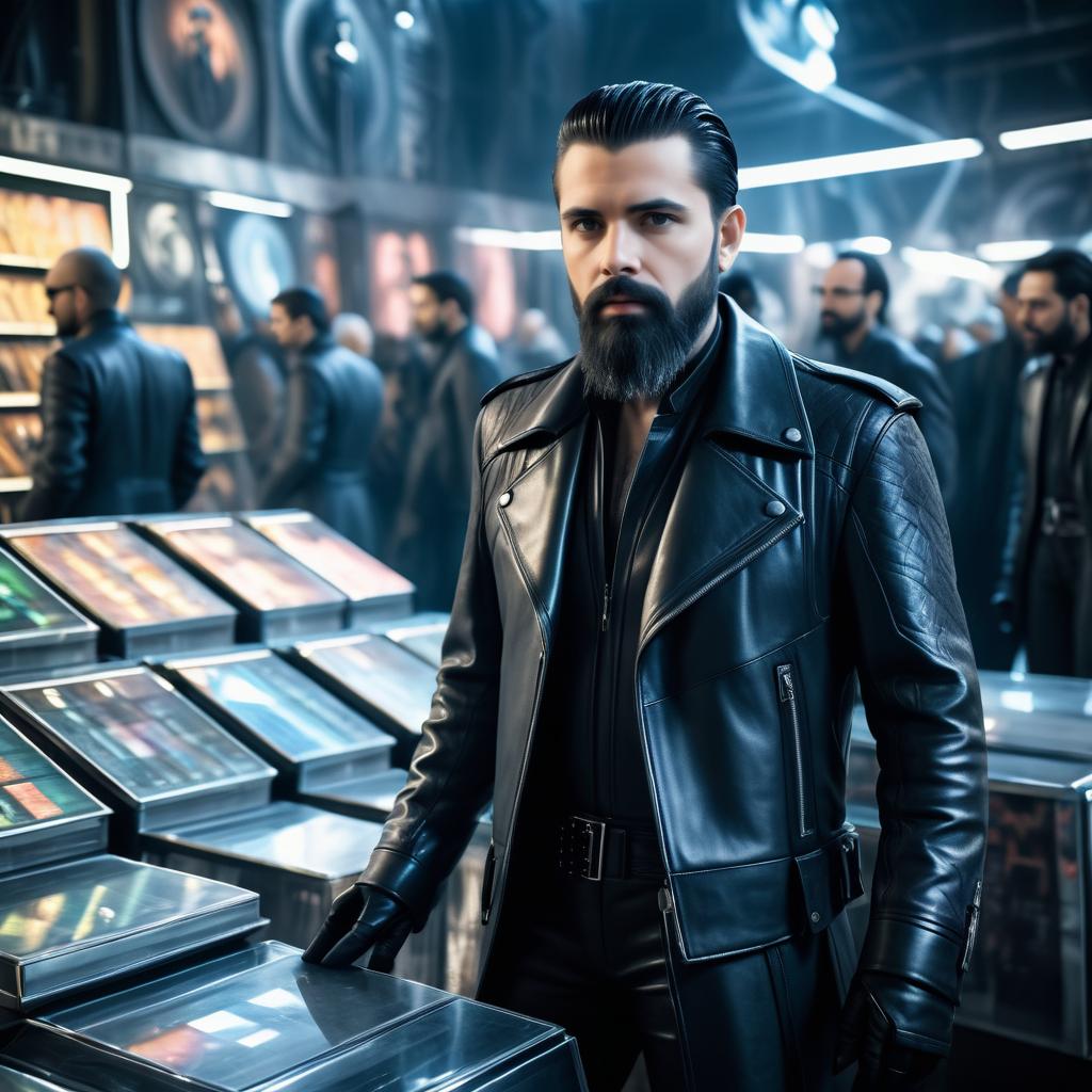 Futuristic Fashion: Edgy Bearded Man