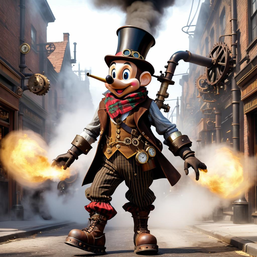 Steampunk Pinocchio in a Gritty World