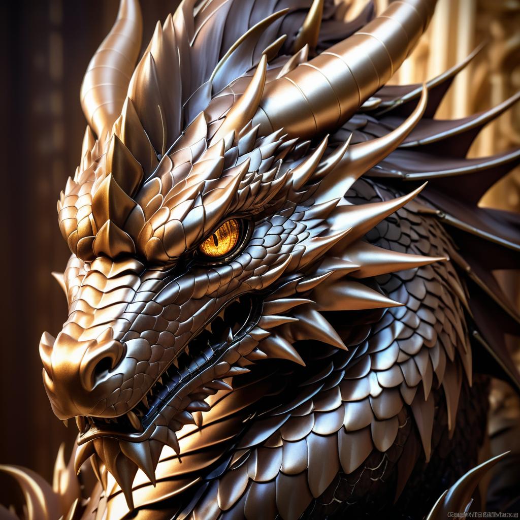 Fierce Dragon Portrait in Sepia Tones