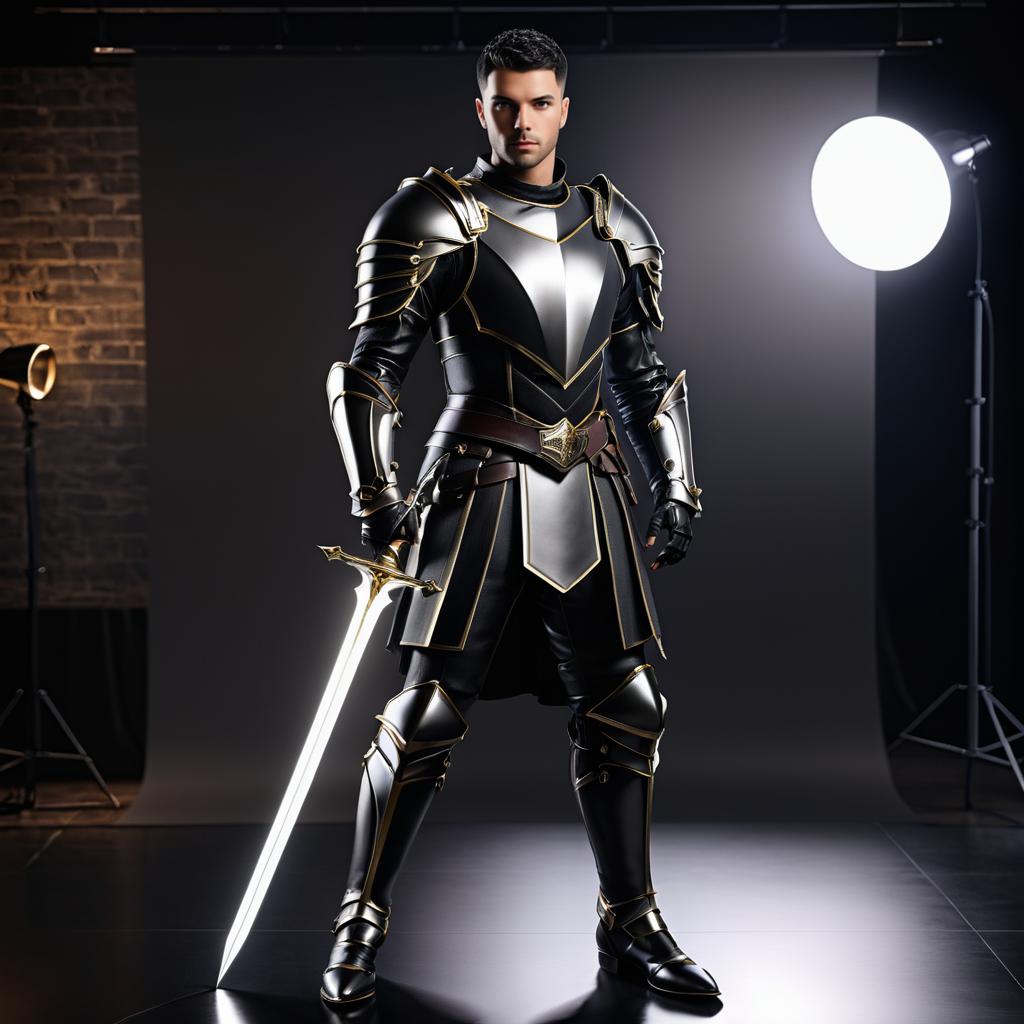 Realistic Male Knight Photoshoot in Studio