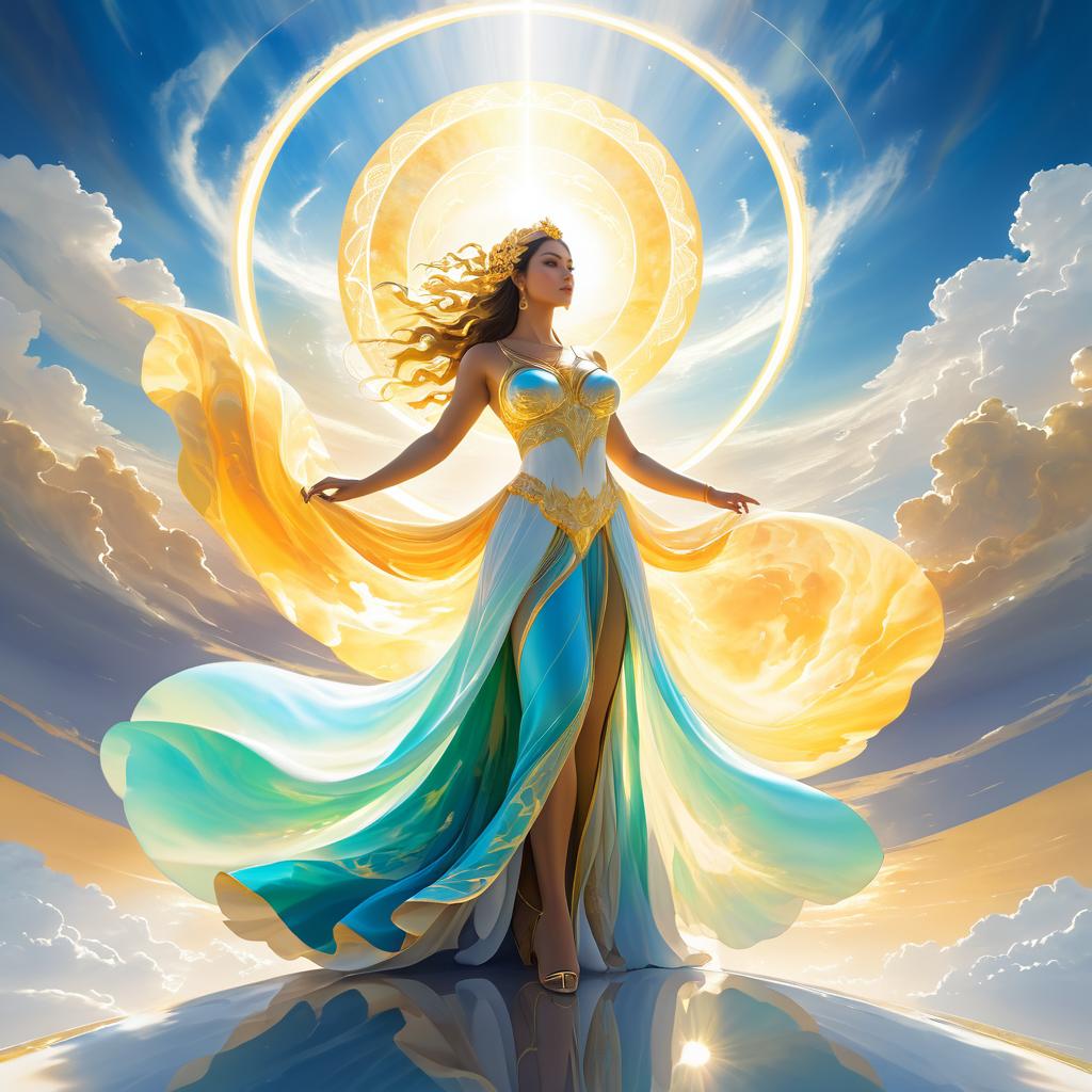 Celestial Goddess in Radiant Landscape