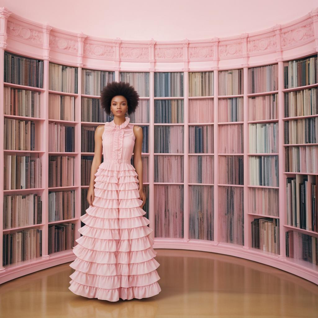 Elegant Woman in Pastel Ruffled Dress