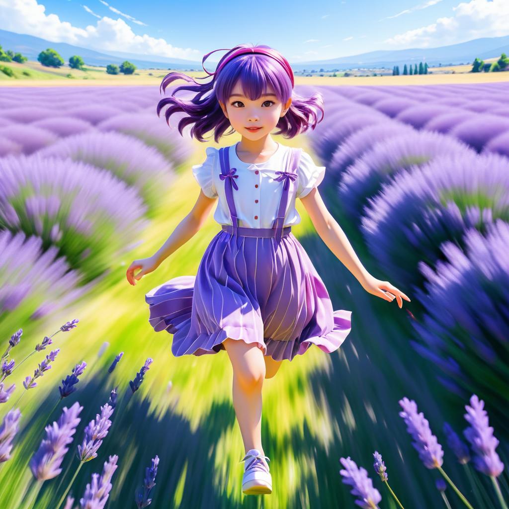 Vibrant Anime Girl in Lavender Field