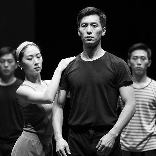 Dramatic Black and White Dance Scene