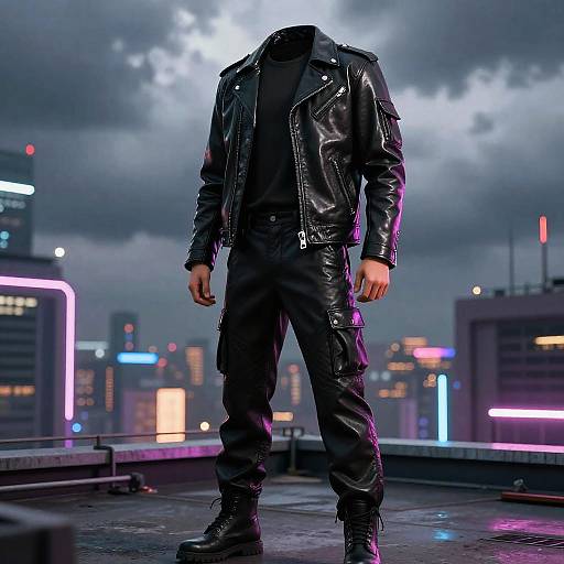 Cyberpunk Leather Jacket and Cargo Pants