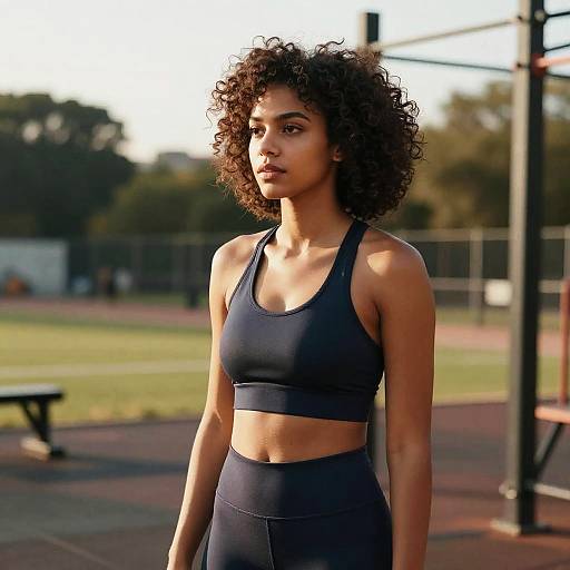 Modern Afro Athlete in Outdoor Gym