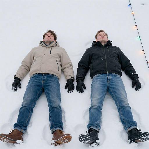 Two Men in Snowy Winter Scene