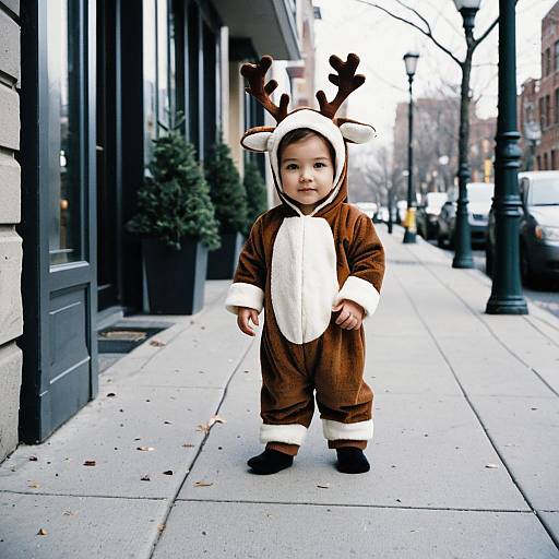 Infant in Reindeer Plush Costume