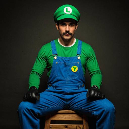 Man Cosplaying as Luigi in Dramatic Lighting