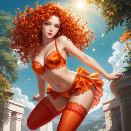 Confident Woman in Fiery Lingerie Confident Woman in Fiery Lingerie