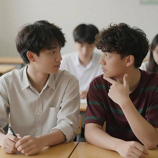 Candid Classroom Moment Between Friends