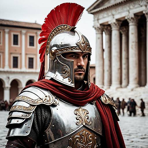 Ancient Roman Soldier in Detailed Armor