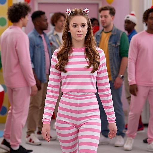 Girl in Pink Candy Cane Costume