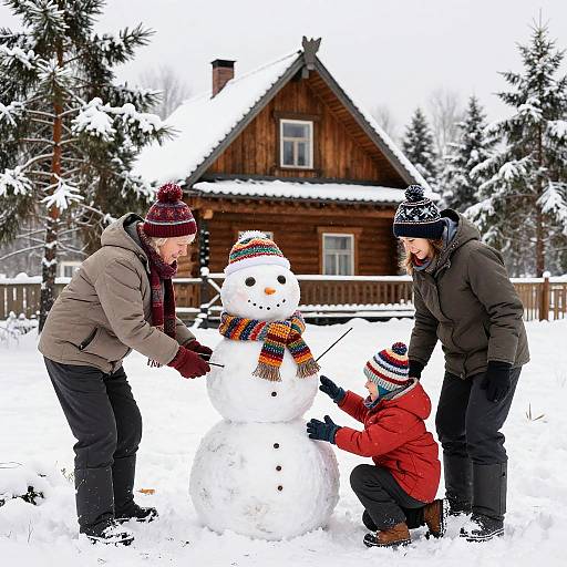 Festive Russian Family Winter Scene