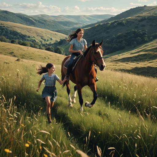 Girls Riding Horse in Scenic Hills