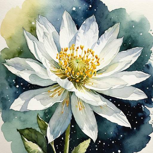 Watercolor Celestial White Flower