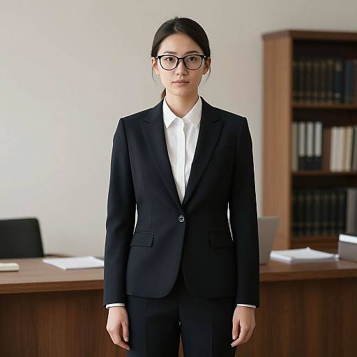 Professional Woman in Black Suit