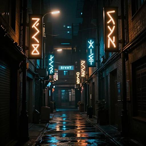 Noir Cyberpunk Urban Alley Night