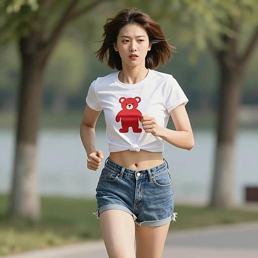 Dynamic Running Woman in Nature