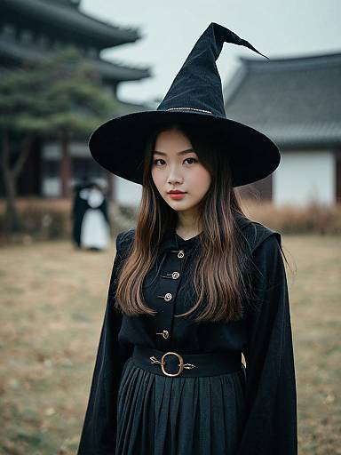 Korean Woman in Witch Costume